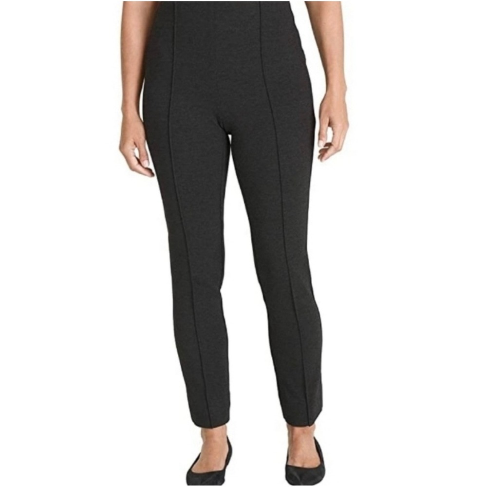 Chicos Juliet Ankle Pants Charcoal Gray Pintuck Seam Ponte‎ Knit Size 2 12 Tall